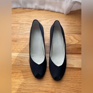 Bruno Magli Black Peep-Toe Wedge Heels